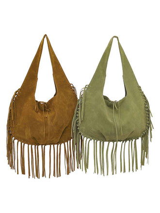 Boho Quaste Suede Hobo Umhängetasche