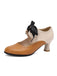 Vintage Farbblock Schnürung Kitten Heel Schuhe