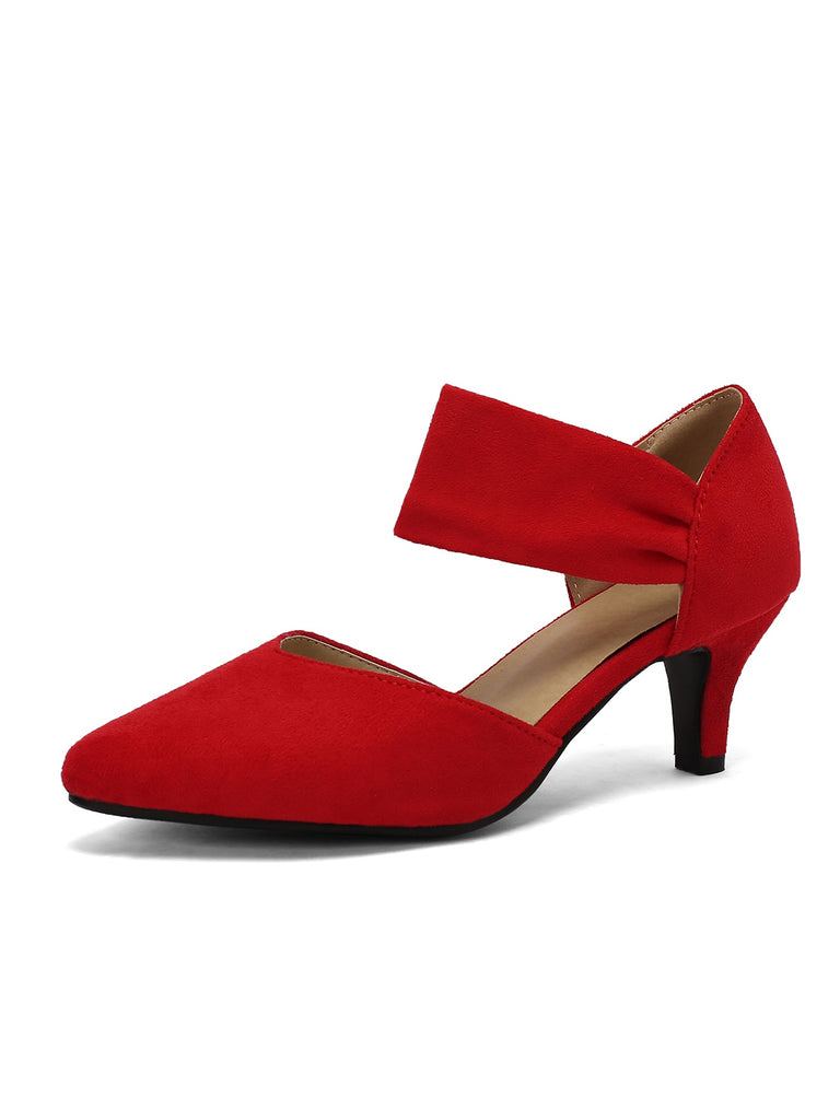 Solide Spitze Wildleder Kitten Heels