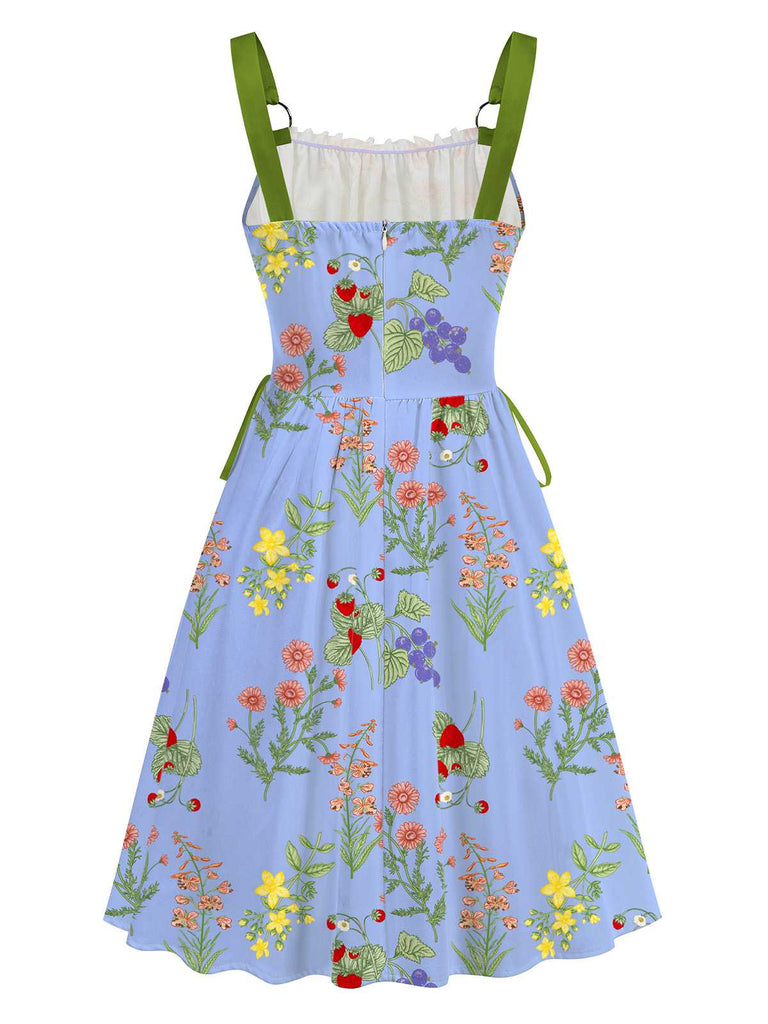 1950er Träger Blumen Schnürung Korsett Kleid