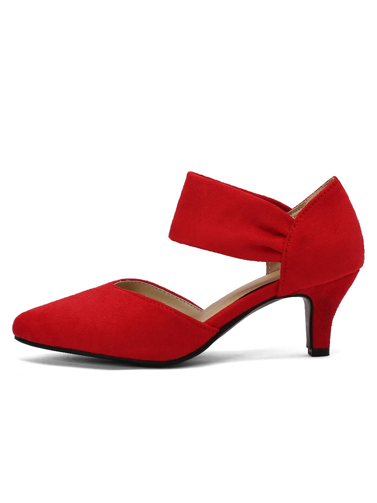 Solide Spitze Wildleder Kitten Heels