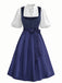 Dunkelblaues 50er Jacquard-Kleid mit Samt und Spitze