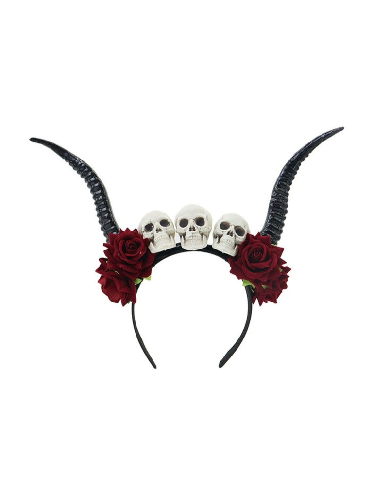 Gothic Schädel Rose Dämonenhorn Stirnband