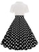 1950er Revers Polka Dots Patchwork Swing Kleid