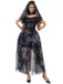 Schwarz 1970er Halloween Geisterbraut Tüll Kleid Set