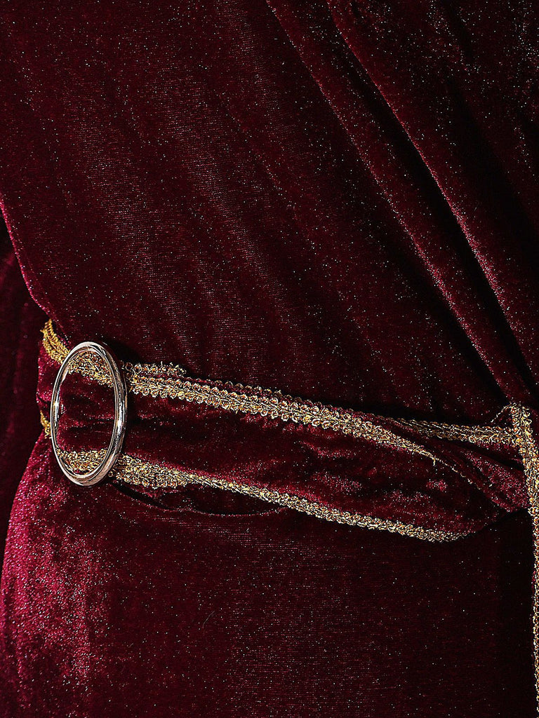 Weinrot 1930er Tangled Mother Gothel Samt Kleid