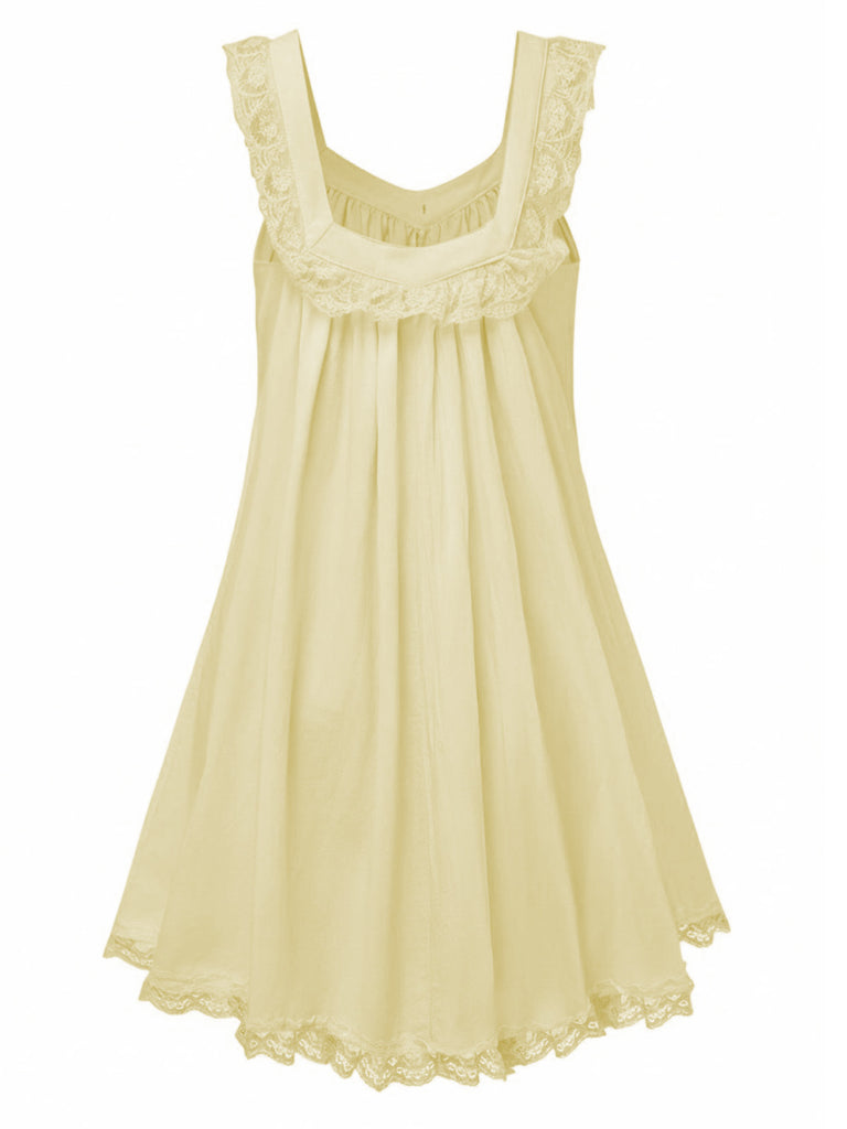 1960er Solide Bogen Rückenfrei Spitze Babydoll Kleid