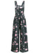 Grün 1940er Blumen Drucken Weitbeinig Jumpsuit
