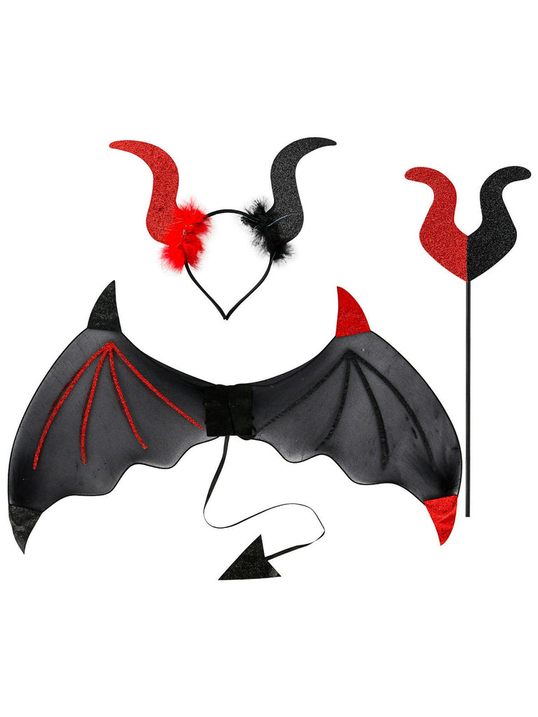 3PCS Halloween Fledermausflügel & Zauberstab & Stirnband