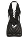 1960er Halter Netzstoff Cutout Figurbetont Mini Dessous Kleid