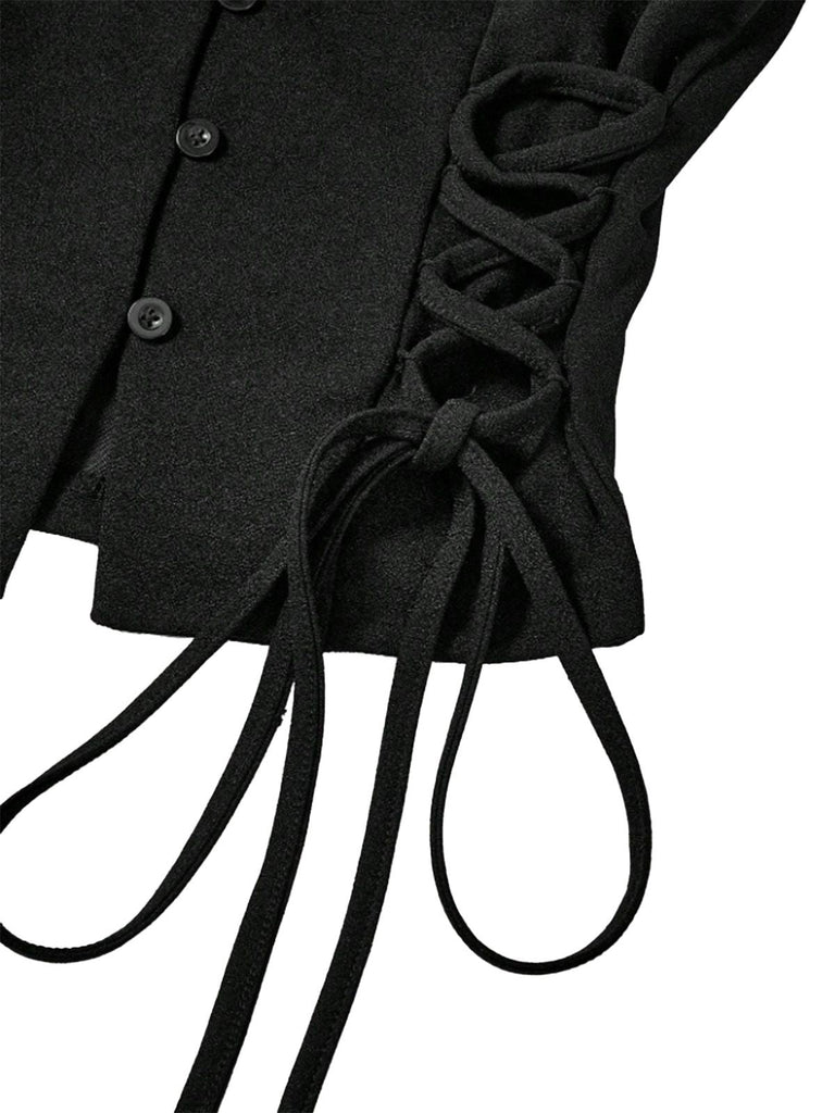 1970er Solide Taille-Tie V-Ausschnitt Weste