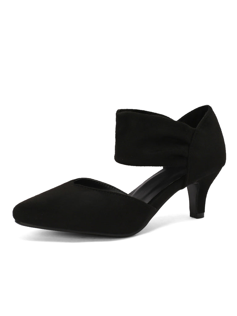 Solide Spitze Wildleder Kitten Heels