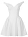 1970er Solide Schulterfrei Tief V-Ausschnitt Skater Kleid
