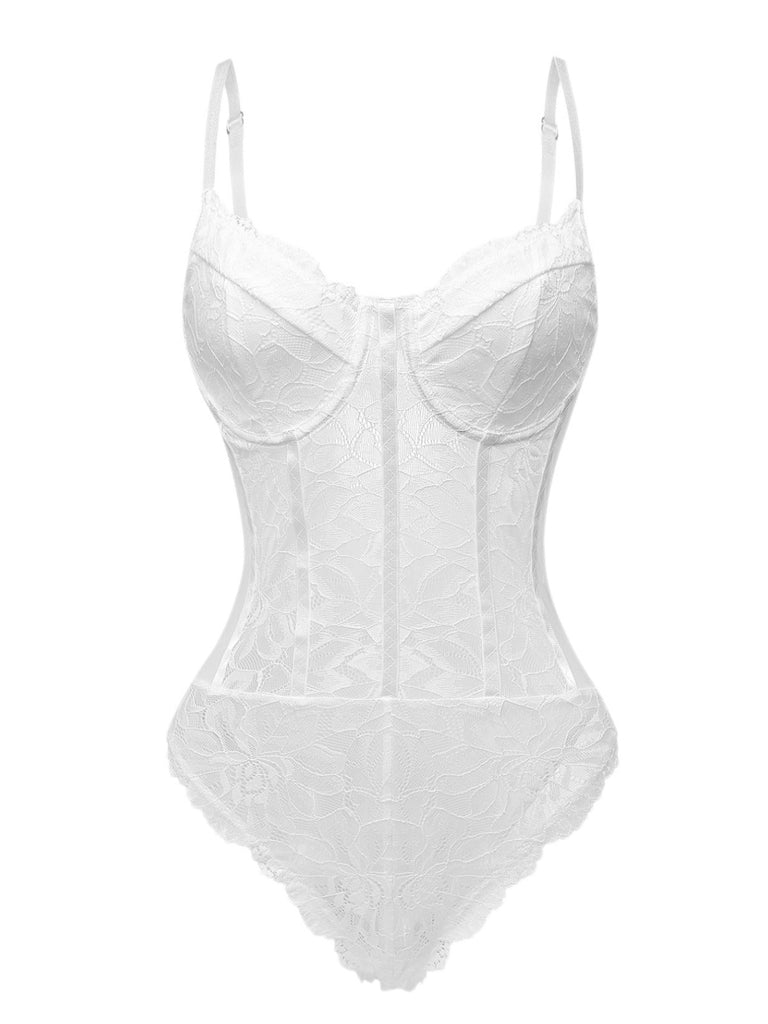 1960er Spitze Spaghetti Träger Korsett Bodysuit