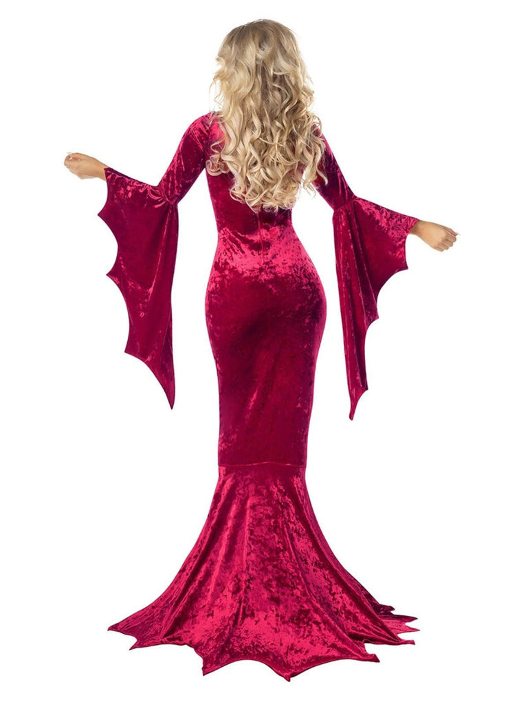 1930er Halloween Samt Hexe Fledermausärmel Meerjungfrauen Kleid