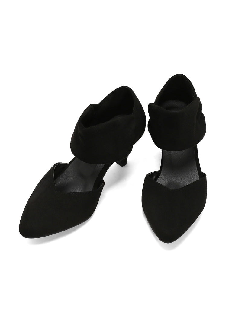 Solide Spitze Wildleder Kitten Heels