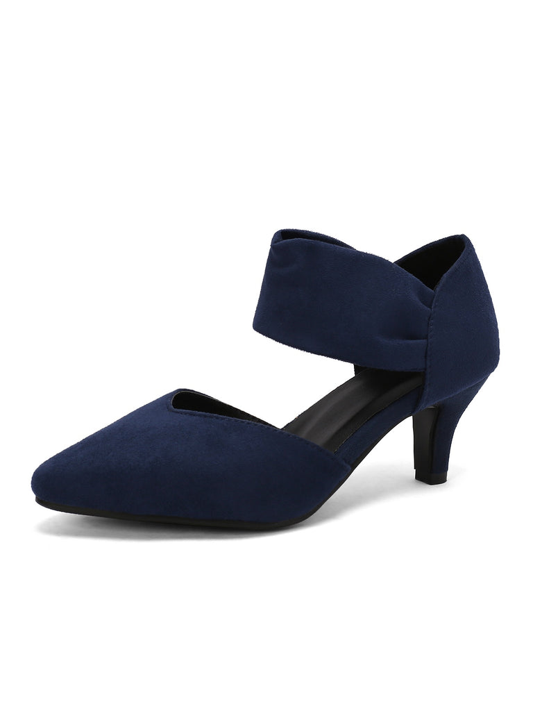 Solide Spitze Wildleder Kitten Heels