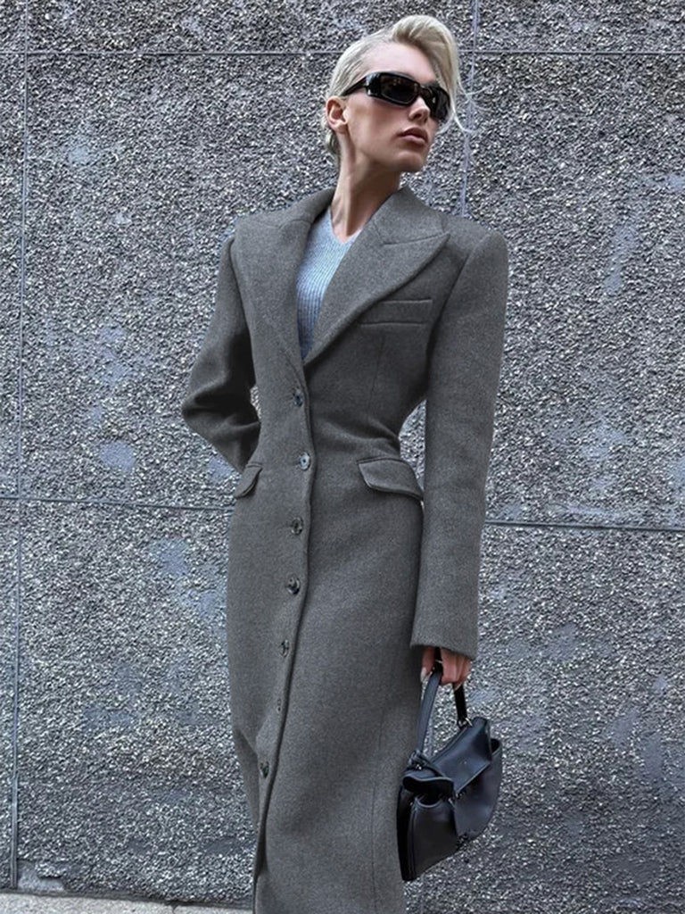 1930er Solide Reverskragen Tasten Wolle Mantel