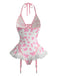 1960er Kuhflecken Halter Schnürung Plüsch Dessous Set