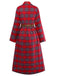 1940er Tartan Plaid Langarm Gürtel Shirt Kleid