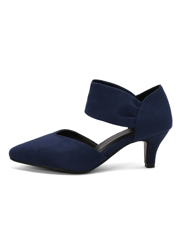 Solide Spitze Wildleder Kitten Heels