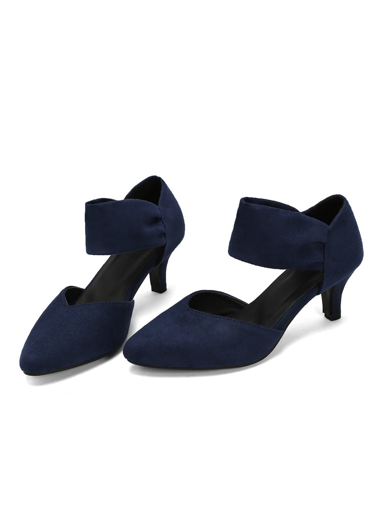 Solide Spitze Wildleder Kitten Heels