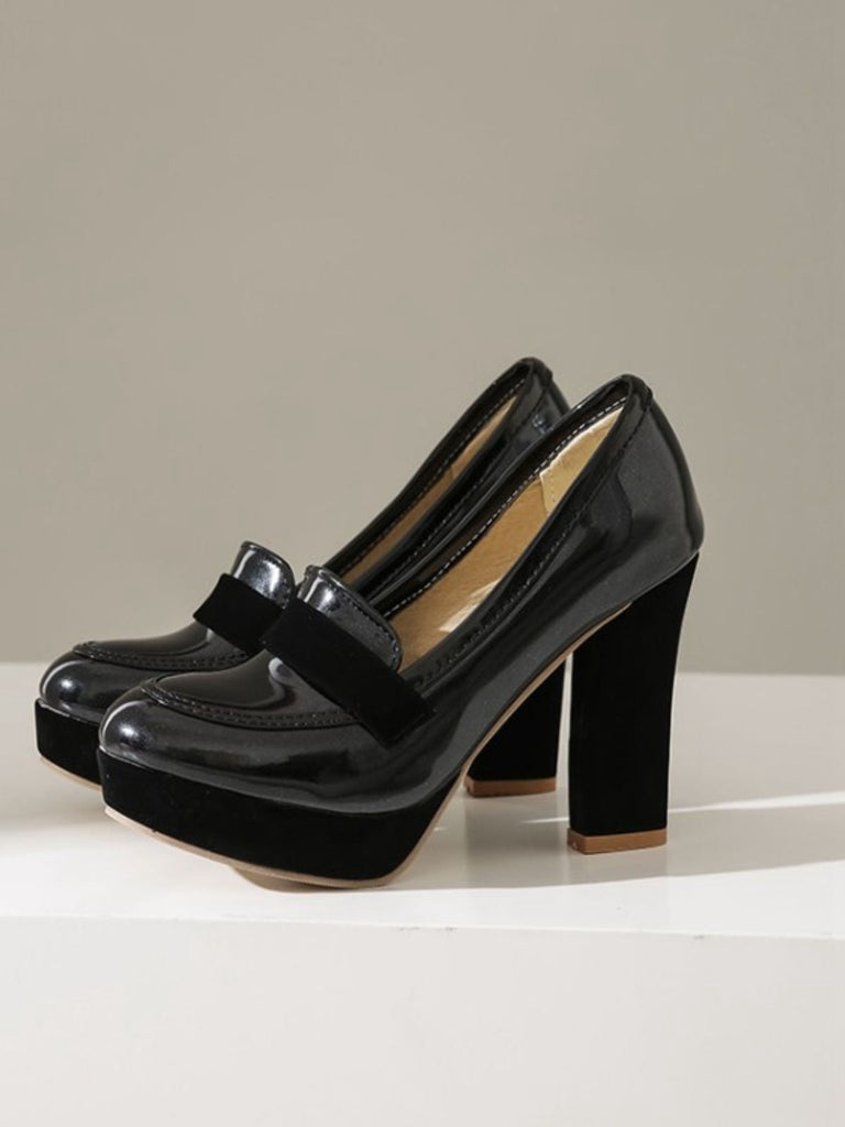 Vintage Runde Spitze Farbblock Hohe Absätze