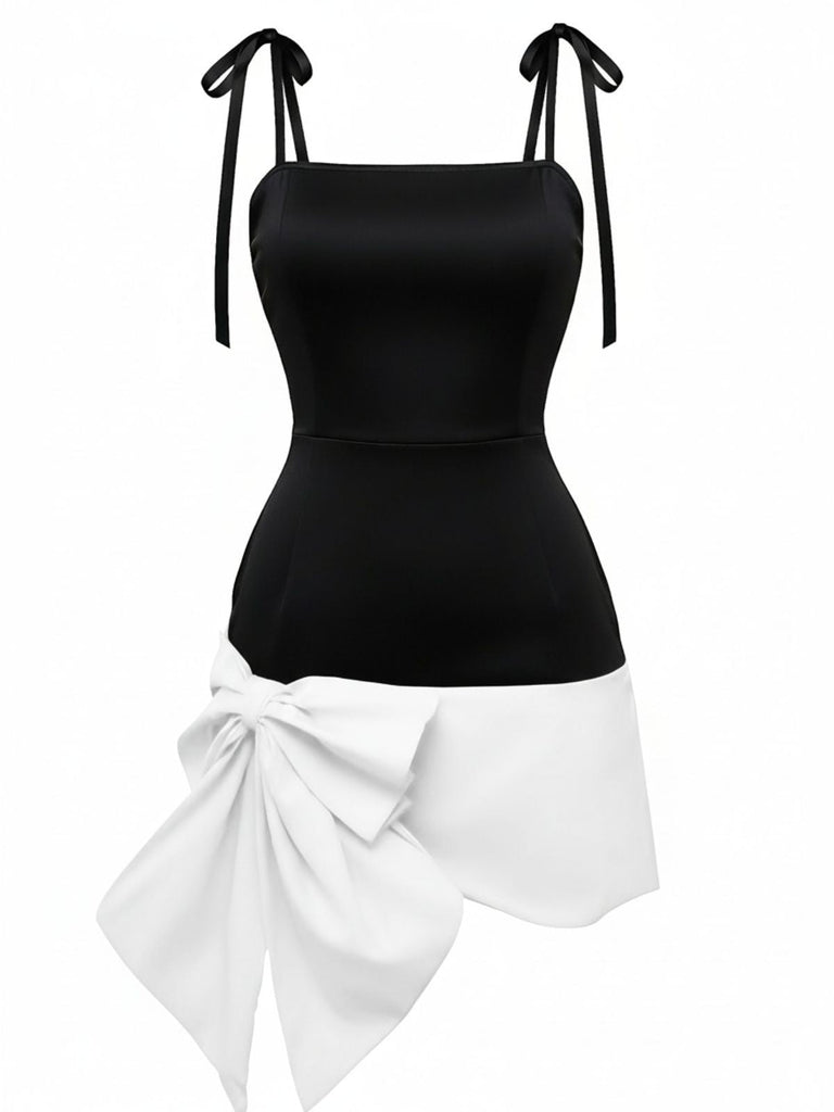 1960er Quadratischer Hals Bogen Kleid