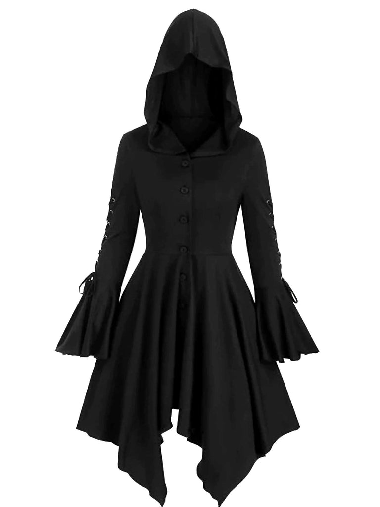 1980er Gothic Hooded Punk Lang Jacke