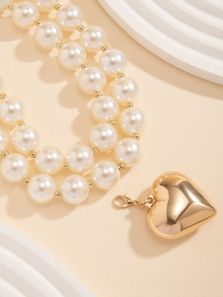 Vintage Perle Herz Anhänger Halskette