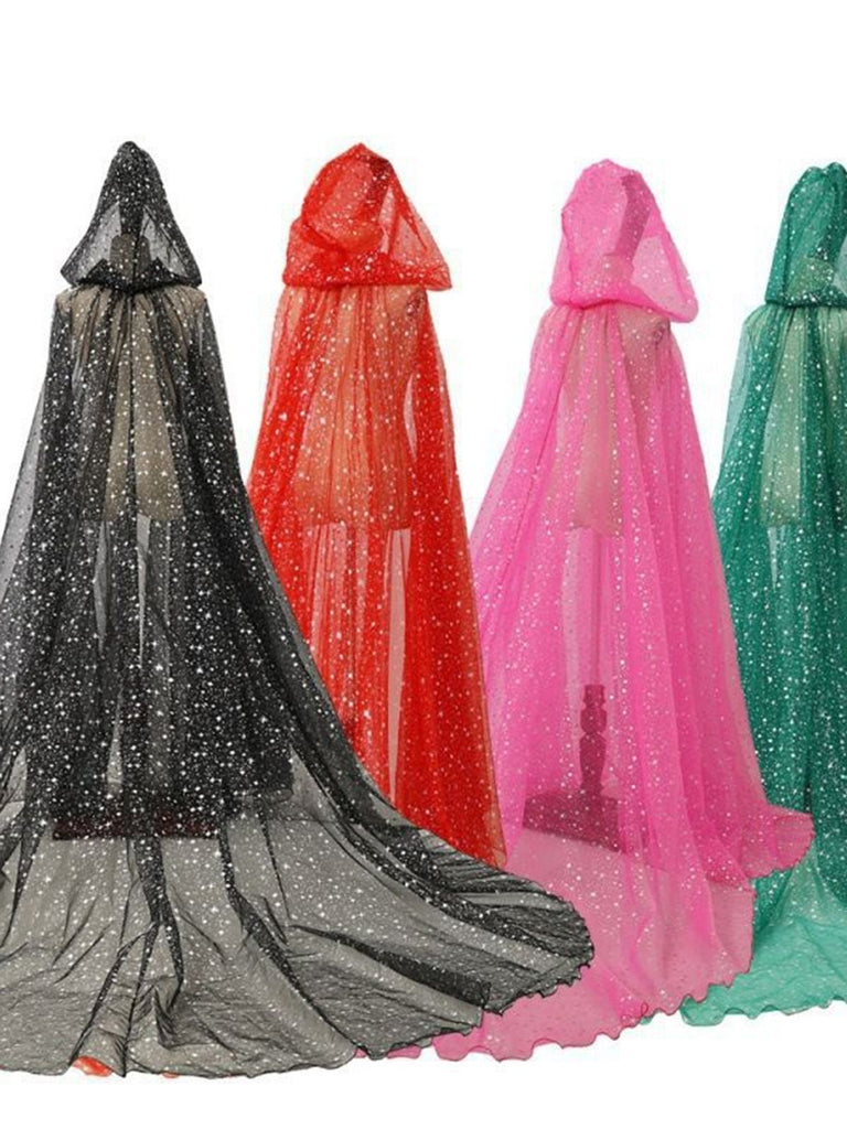 Halloween Gold Foil Hooded Lang Train Cape