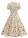 1950er Vintage Blumen Swing Kleid