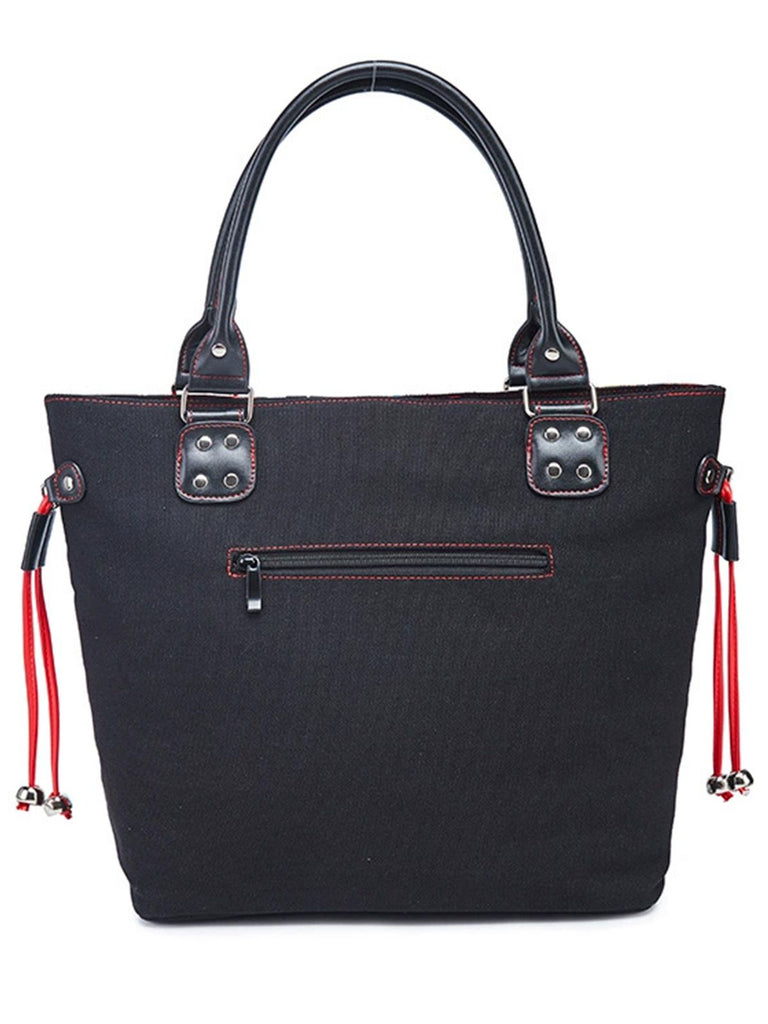 Vintage Punk Schädel & Rose Drucken Handtasche