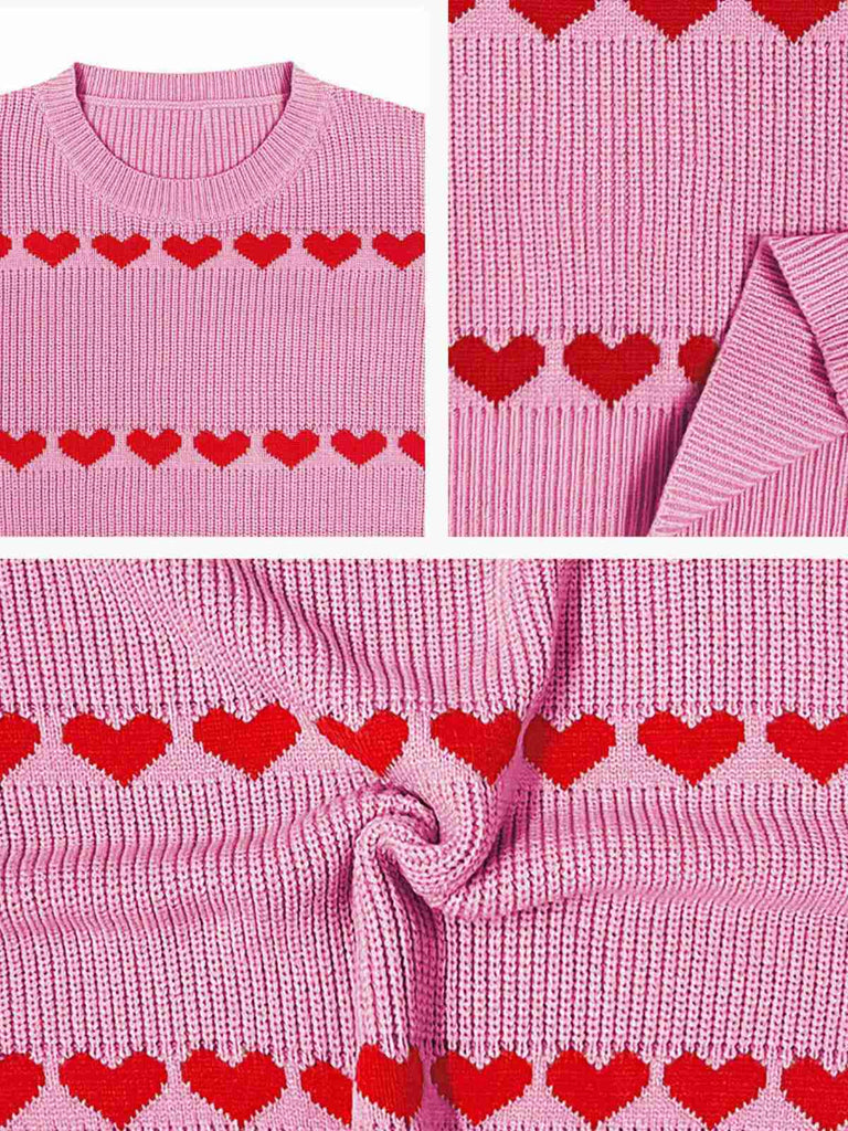 1940er Valentinstag Herz Gestrickt Pullover