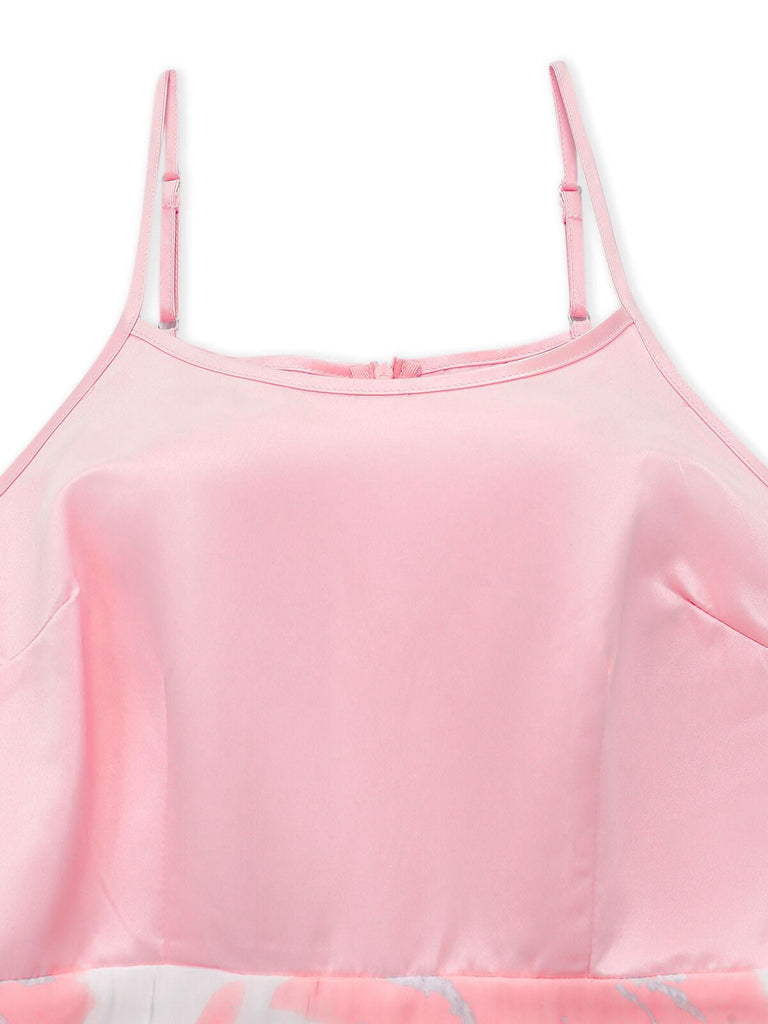 1930er Bogen Organza Blumen Spaghetti Träger Kleid