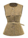 1960er Solide Tweed Knopf Gürtel Weste