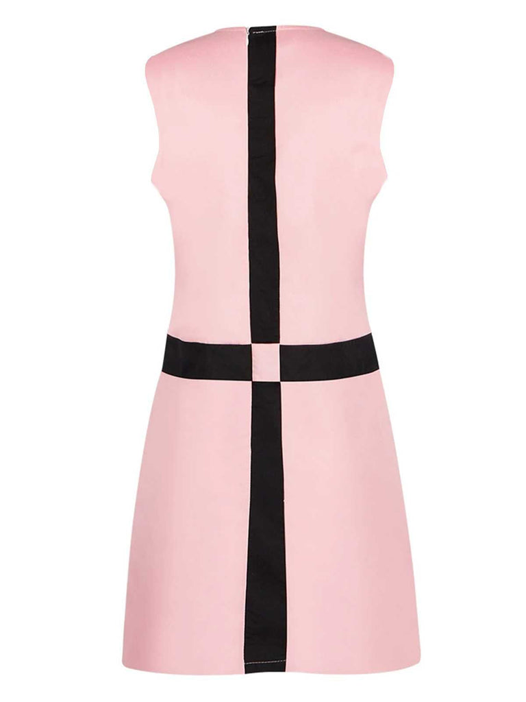 Rosa 1960er Das Damengambit Kostüm Ärmellos Kleid