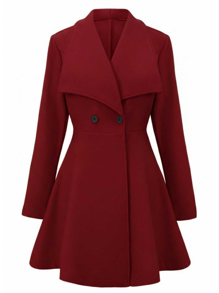 1940er Solide Revers Tailliert Mantel