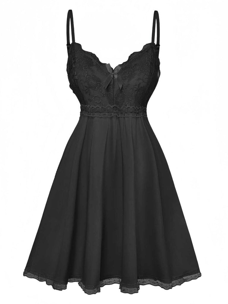 1940er Spaghetti Träger Spitze Bogen Nachthemd