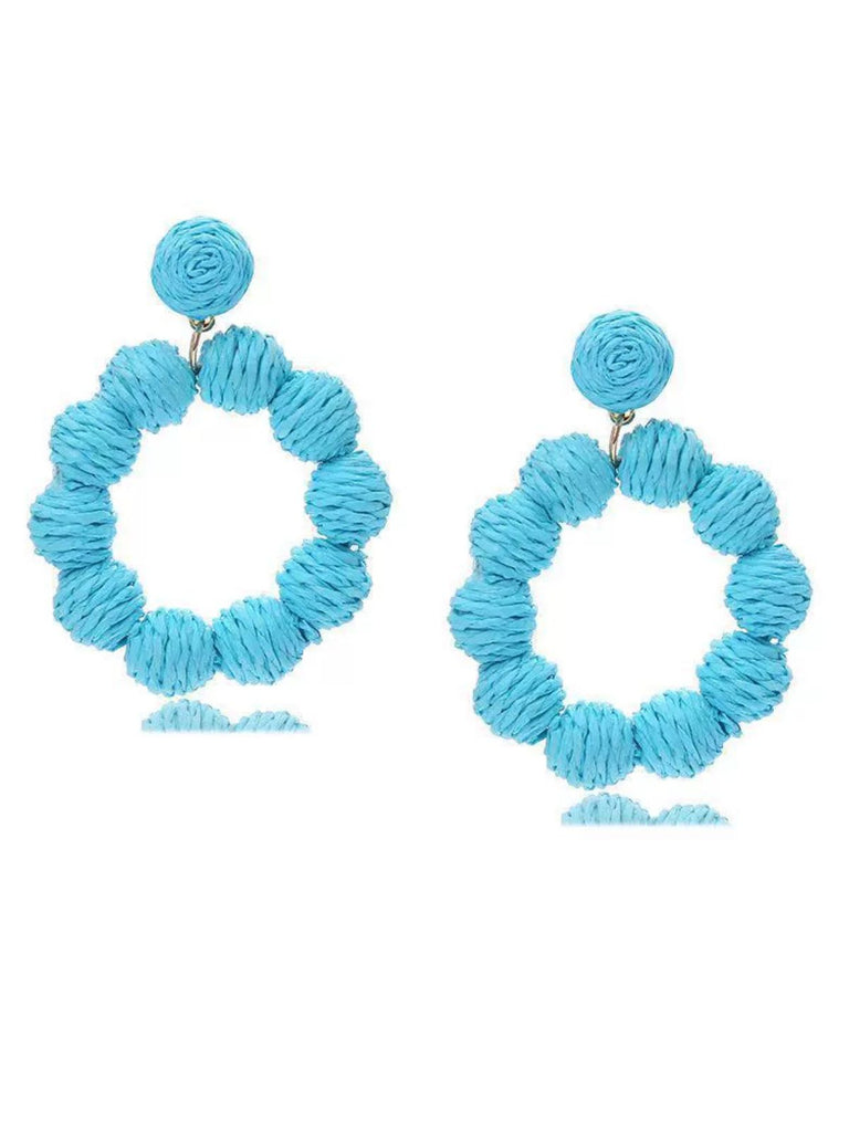 Bohemien Raffia-Creolen Statement-Ohrringe