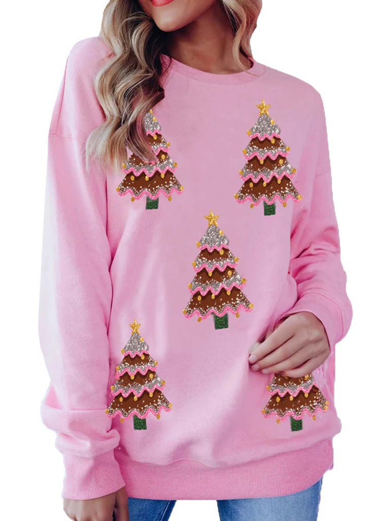 1980er Weihnachtsbaum Paillette Pullover