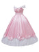 Rosa 1950er Schulterfrei Plissiertes Satin Bogen Prinzessin Kleid