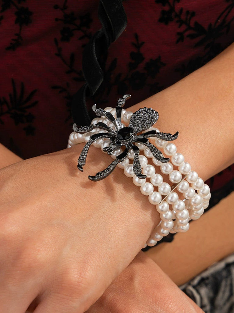 Vintage Halloween Spinne Kunstperle Armband