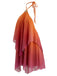 Orange 1960er Farbverlauf Halter Gestuft Chiffon Mini Kleid