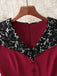 Rot 1950er Spitze Blumen Matrosen Kragen Swing Kleid