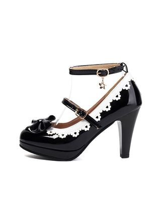 Vintage Bogen Farbblock Schnalle Mary Jane Schuhe