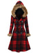 1940er Plaid Toggle Kunstpelzbesatz Hooded Mantel