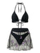 Schwarzer Strickbikini im Stil der 1980er-Jahre – Vintage-Mode, Retro-Stil, klassisches Schwarz