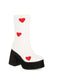 Hollow Herzen Leder Klobige Plateaustiefel