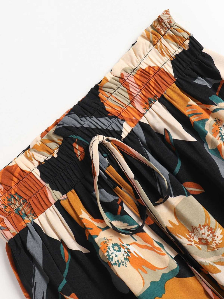 1970er Boho Blumen Bogen Stufen Rock